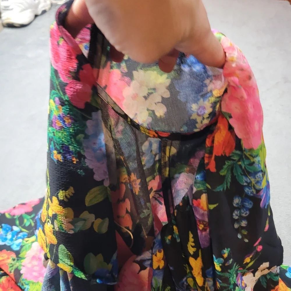 Show Me Your Mumu Womens‎ Dress XS Black Floral Ruffle Off Shoulder Mini Boho